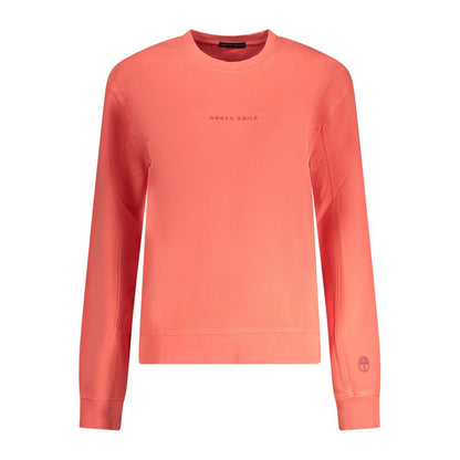 North Sails Pink Cotton Women Sweater with long sleeves and embossed print, crew neck style, made from soft cotton for comfort and style.