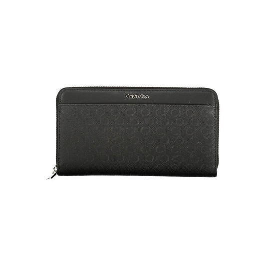 Calvin Klein Black Polyester Women Wallet with RFID-blocking, dual-compartments, and external pocket for stylish organization and security.