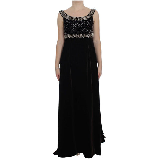 Dolce & Gabbana Brown Velvet Crystal Sheath Gown Dress NOC10135-1