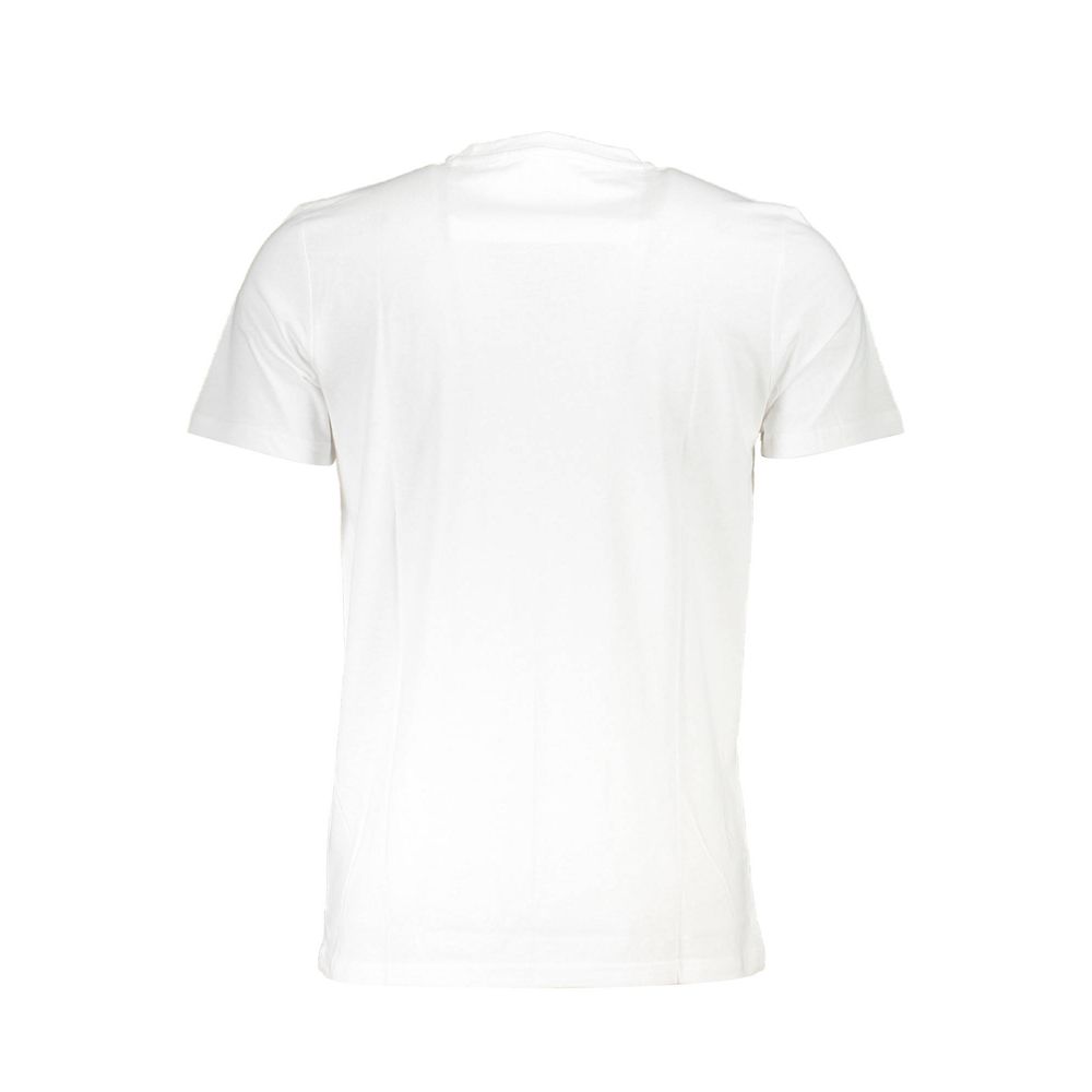 Back view of Cavalli Class White Cotton Men T-Shirt showcasing classic design, crafted for style and comfort in premium cotton.