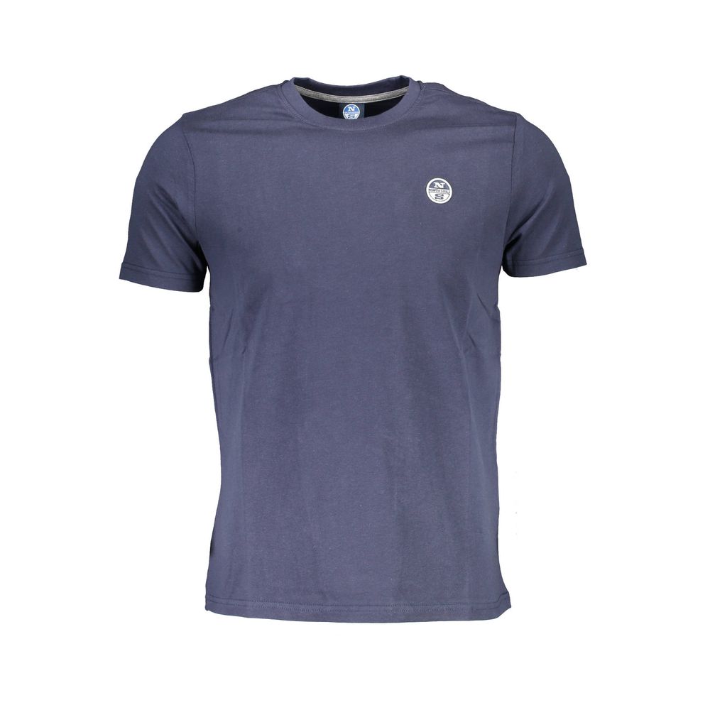 North Sails Blue Cotton Men T-Shirt with logo, crew neck, short sleeves