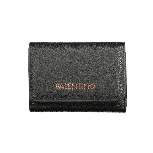 Mario Valentino Black Polyethylene Wallet with logo, 3 compartments, coin purse, card spaces, zip and automatic closure, recycled material.