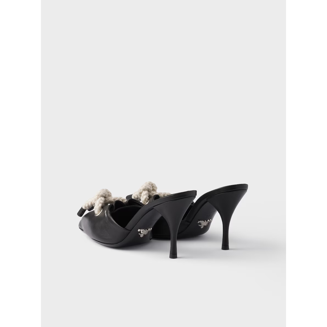 Prada Black Nappa Leather Rope Detail  Sandals