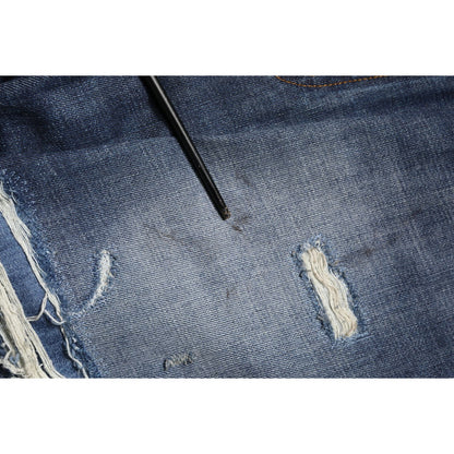 Dolce & Gabbana Blue Washed Tattered Cotton Men Jeans