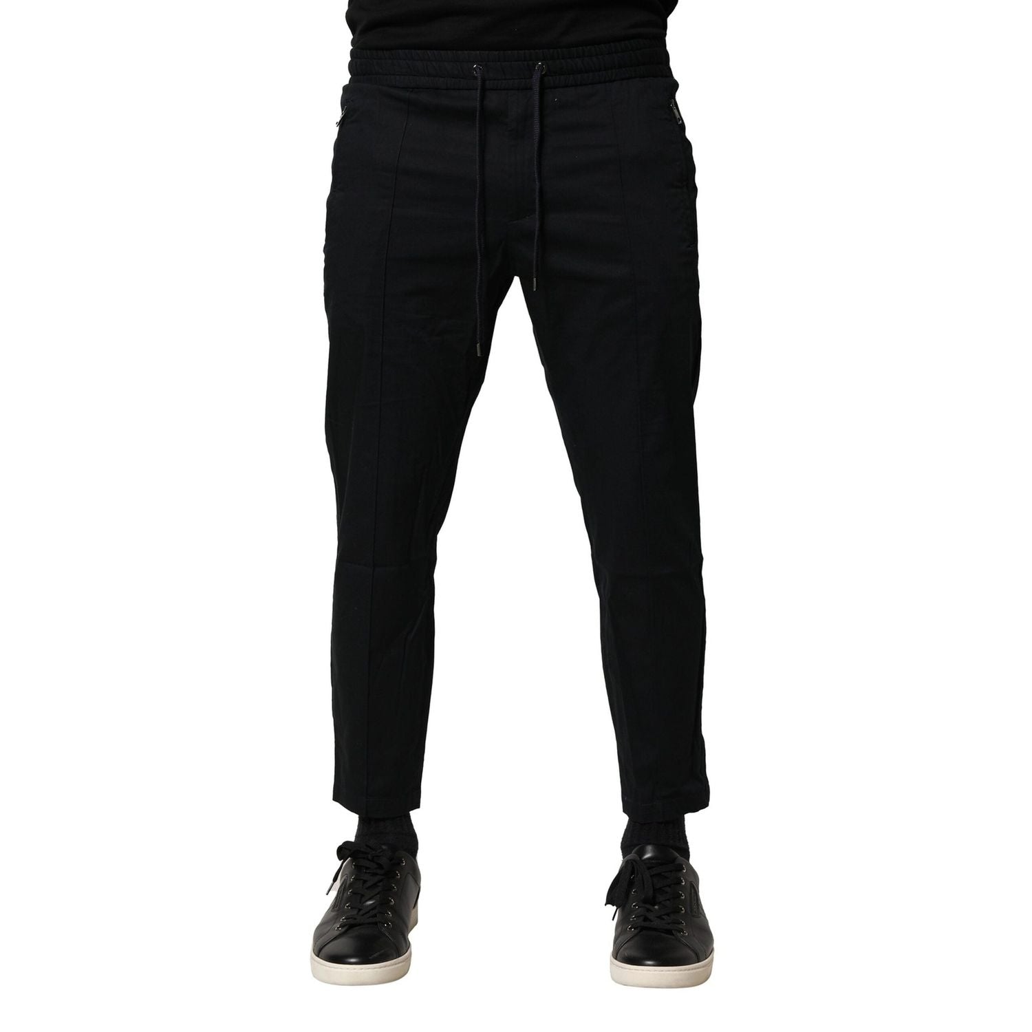 Dolce & Gabbana Black Cotton Mid Waist Jogger Pants