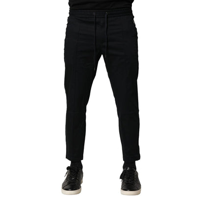Dolce & Gabbana Black Cotton Mid Waist Jogger Pants