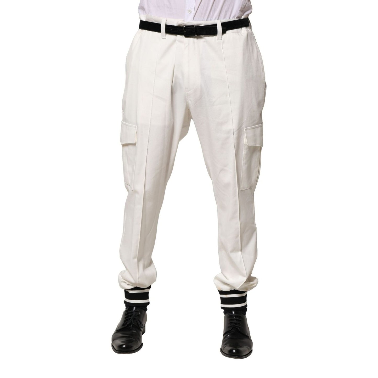 Dolce & Gabbana White Cotton Cargo Jogger Men Pants
