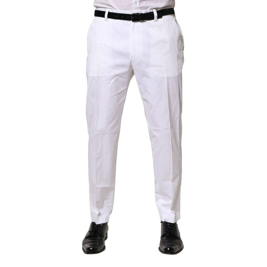 Dolce & Gabbana White Cotton Dress Slim Formal Pants