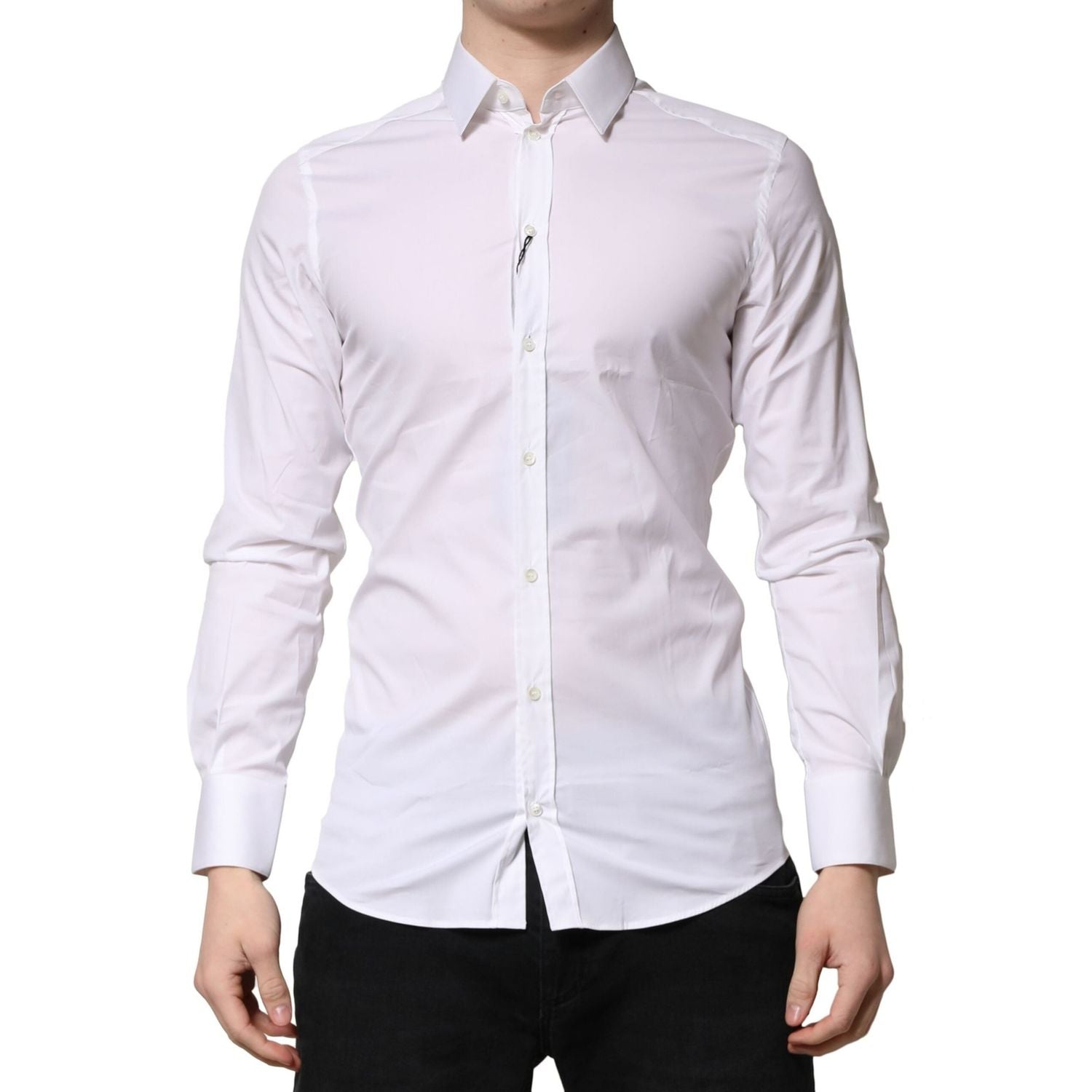 Dolce & Gabbana White GOLD Cotton Men Dress Formal Shirt