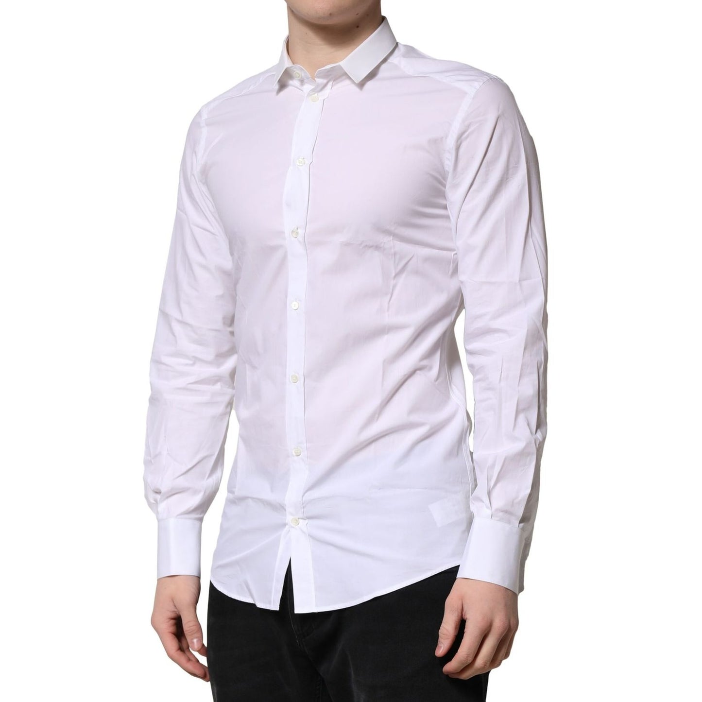 Dolce & Gabbana White GOLD Long Sleeves Dress Formal Shirt