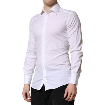 Dolce & Gabbana White GOLD Long Sleeves Men Dress Formal Shirt