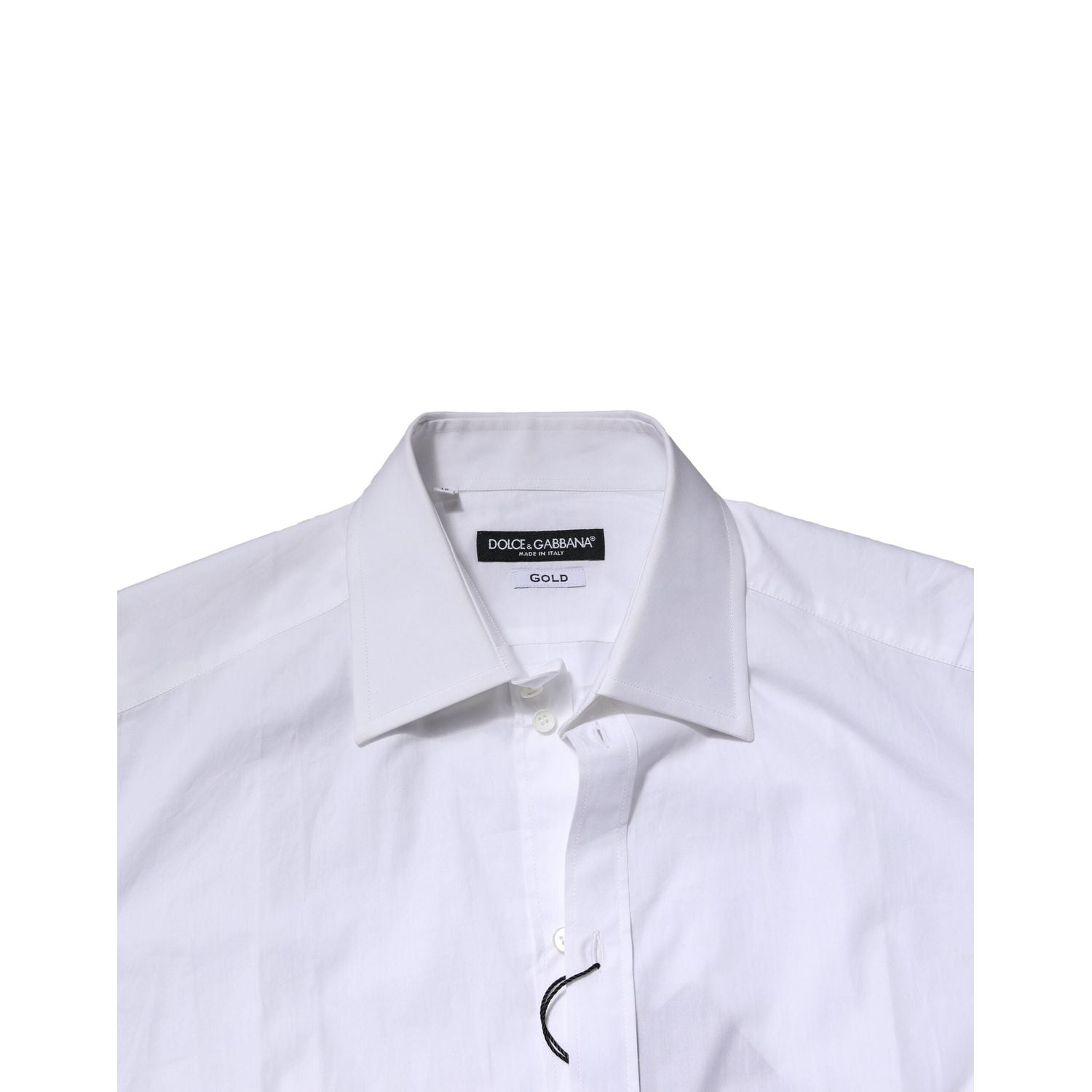 Dolce & Gabbana White Cotton Long Sleeves GOLD Formal Shirt