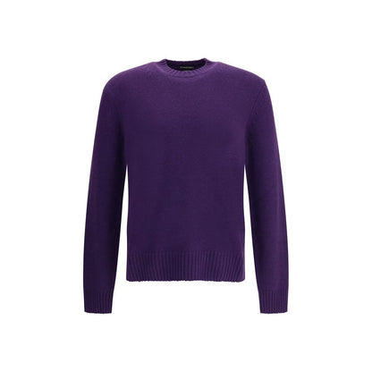 Tom Ford Purple Cashmere Cashmere Sweater with ribbed crew neck, hem, cuffs, and relaxed dropped shoulders for understated elegance.