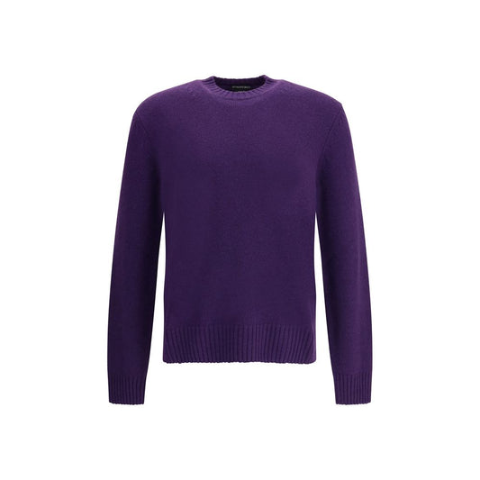 Tom Ford Purple Cashmere Cashmere Sweater with ribbed crew neck, hem, cuffs, and relaxed dropped shoulders for understated elegance.