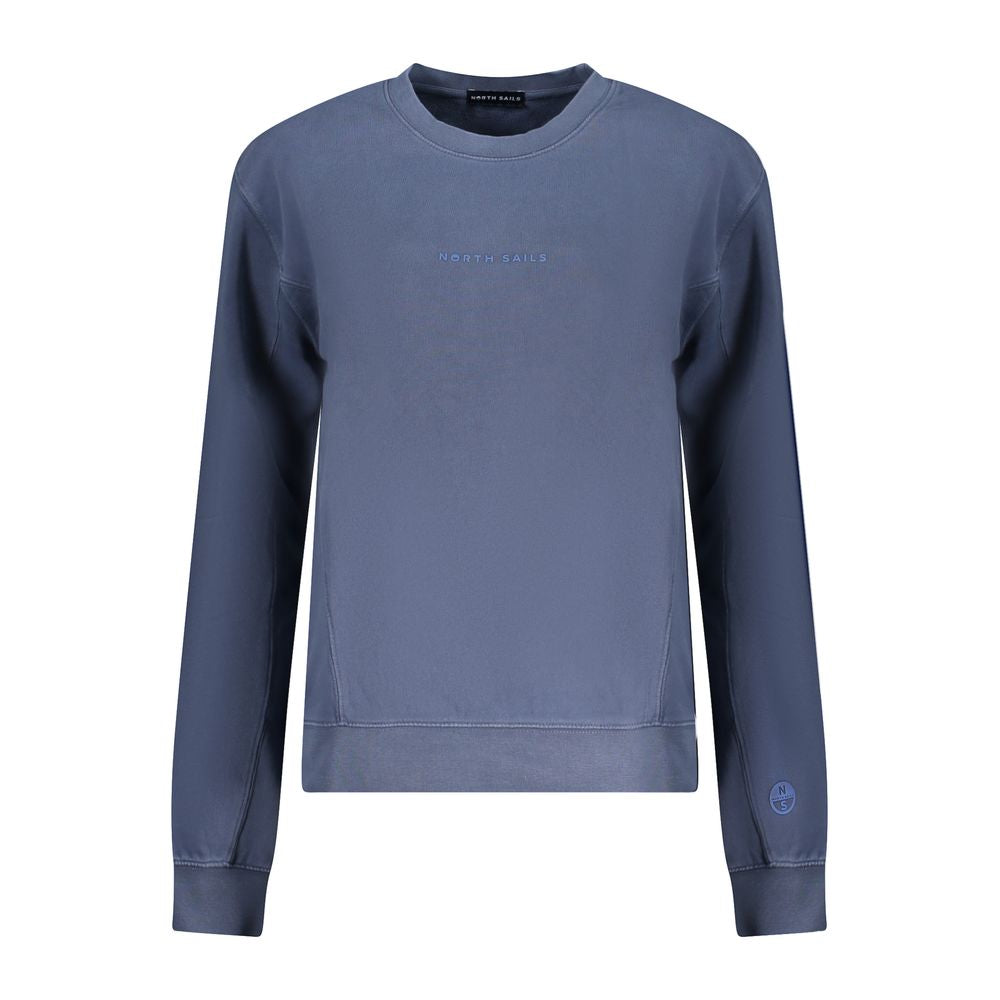 Alt Tag: North Sails Blue Cotton Women Sweater with embossed logo, showcasing casual chic style and comfort in blue cotton fabric.