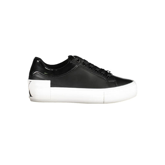Calvin Klein Black Polyester Sneaker, sports shoe with 3 cm platform, print, contrasting details, 50% recycled polyester, logo.