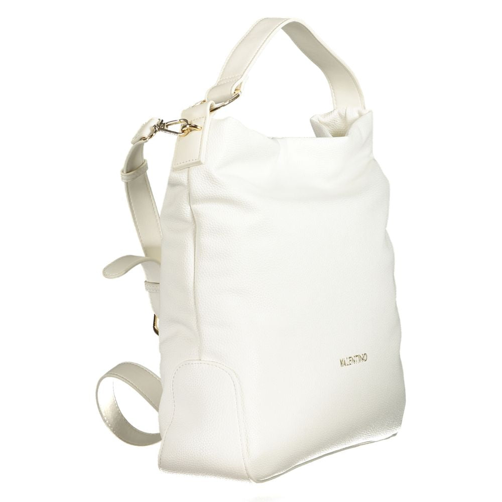 Mario Valentino White Polyethylene Women Handbag with shoulder strap and handle, sustainable luxury fashion accessory.