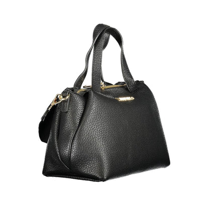 Mario Valentino Black Polyethylene Women Handbag with dual handles and removable shoulder strap