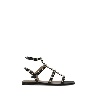 Valentino Garavani Black Calf Leather Bos Taurus Sandals