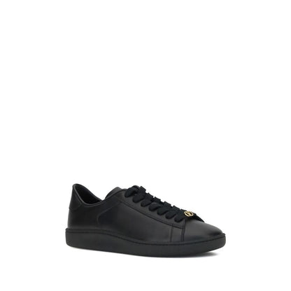 Valentino Garavani Black Calf Leather Bos Taurus Low Top Sneakers