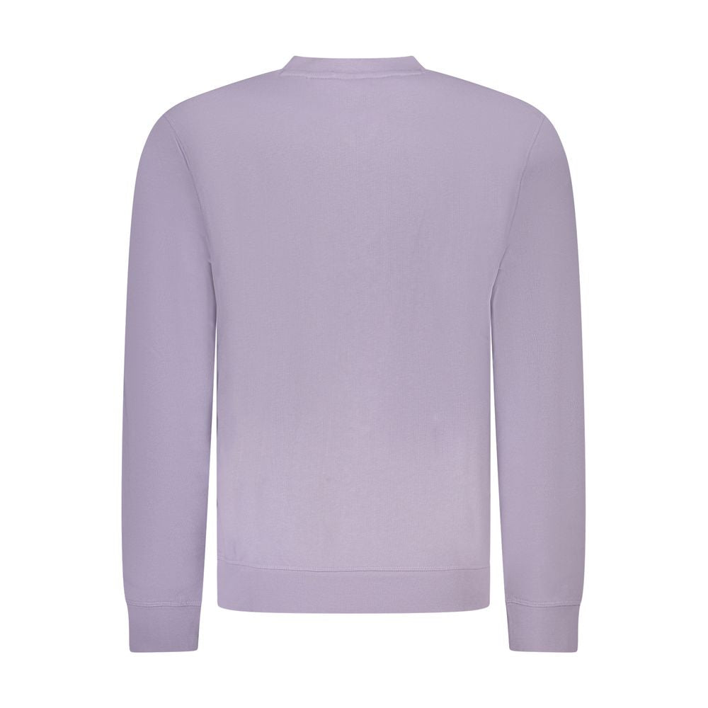 Hugo Boss Purple Cotton Men Sweater showcasing back view with long sleeves and crew neck design.