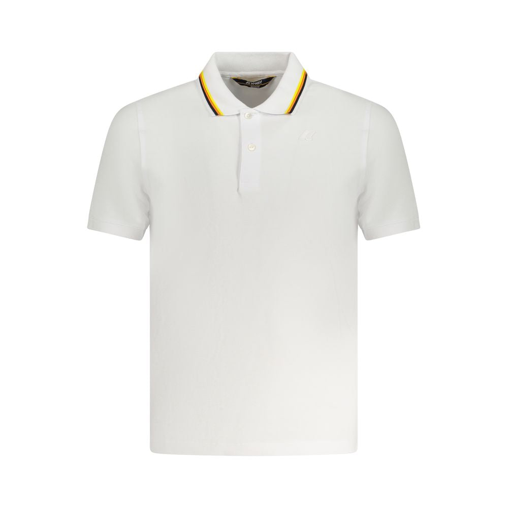 K-WAY White Cotton Polo Shirt with short sleeves, 2 buttons, contrasting details, and logo application.