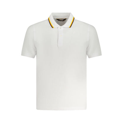 K-WAY White Cotton Polo Shirt with short sleeves, 2 buttons, contrasting details, and logo application.