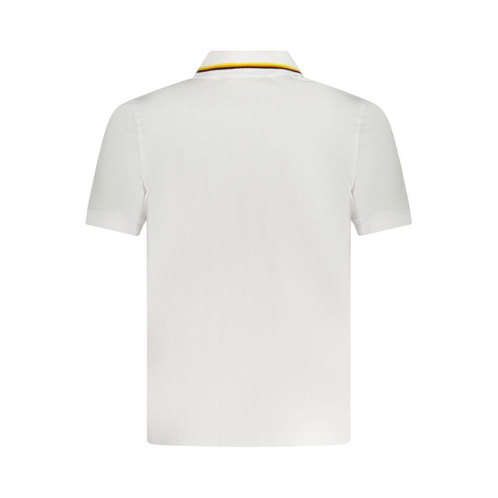 K-WAY White Cotton Polo Shirt with short sleeves, two buttons, contrasting details, and logo application, back view