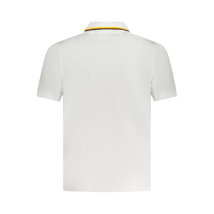 K-WAY White Cotton Polo Shirt with short sleeves, two buttons, contrasting details, and logo application, back view
