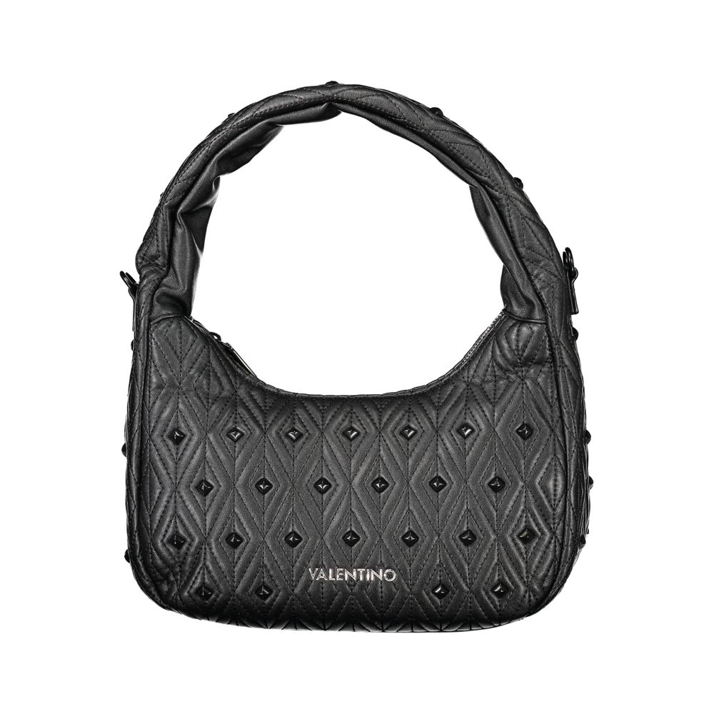 Mario Valentino Black Polyethylene Women Handbag with one-handle design, adjustable strap, and signature logo detailing.