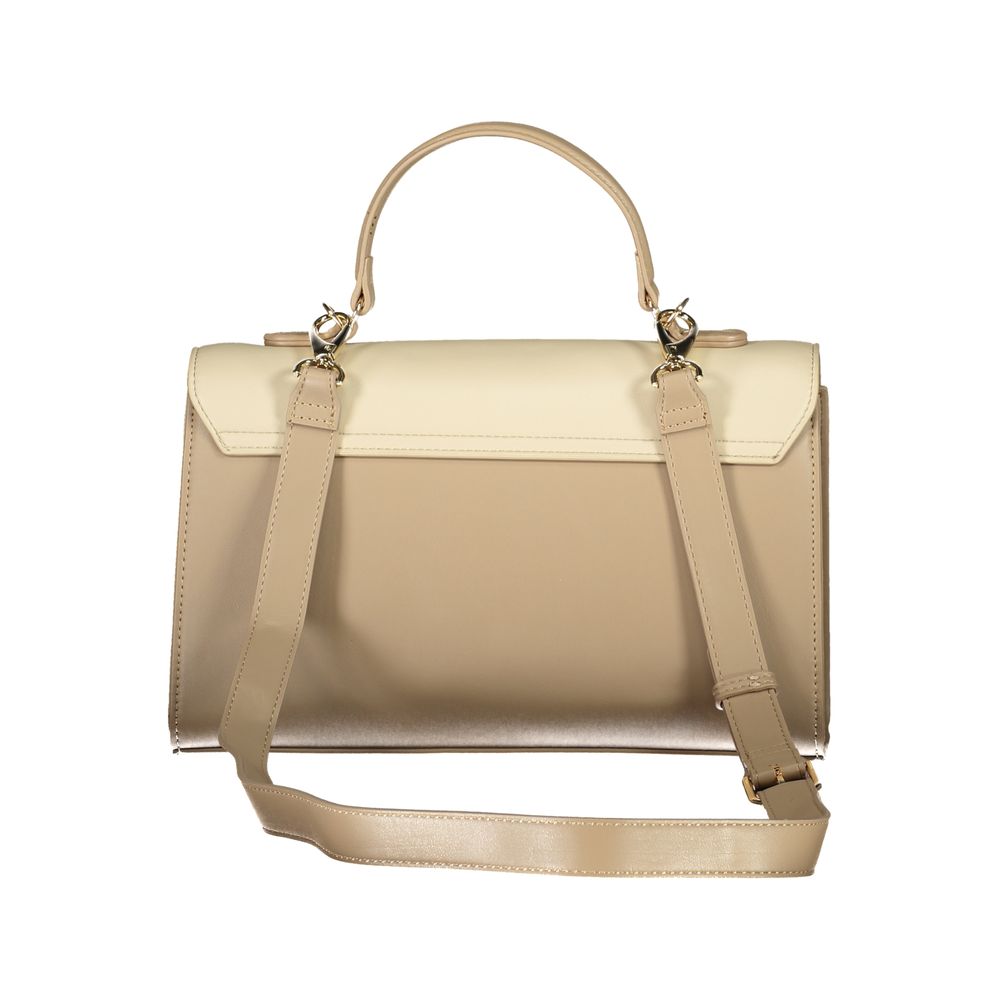 Mario Valentino Beige Polyethylene Women Handbag with adjustable strap and dual compartments, elegant and functional design.
