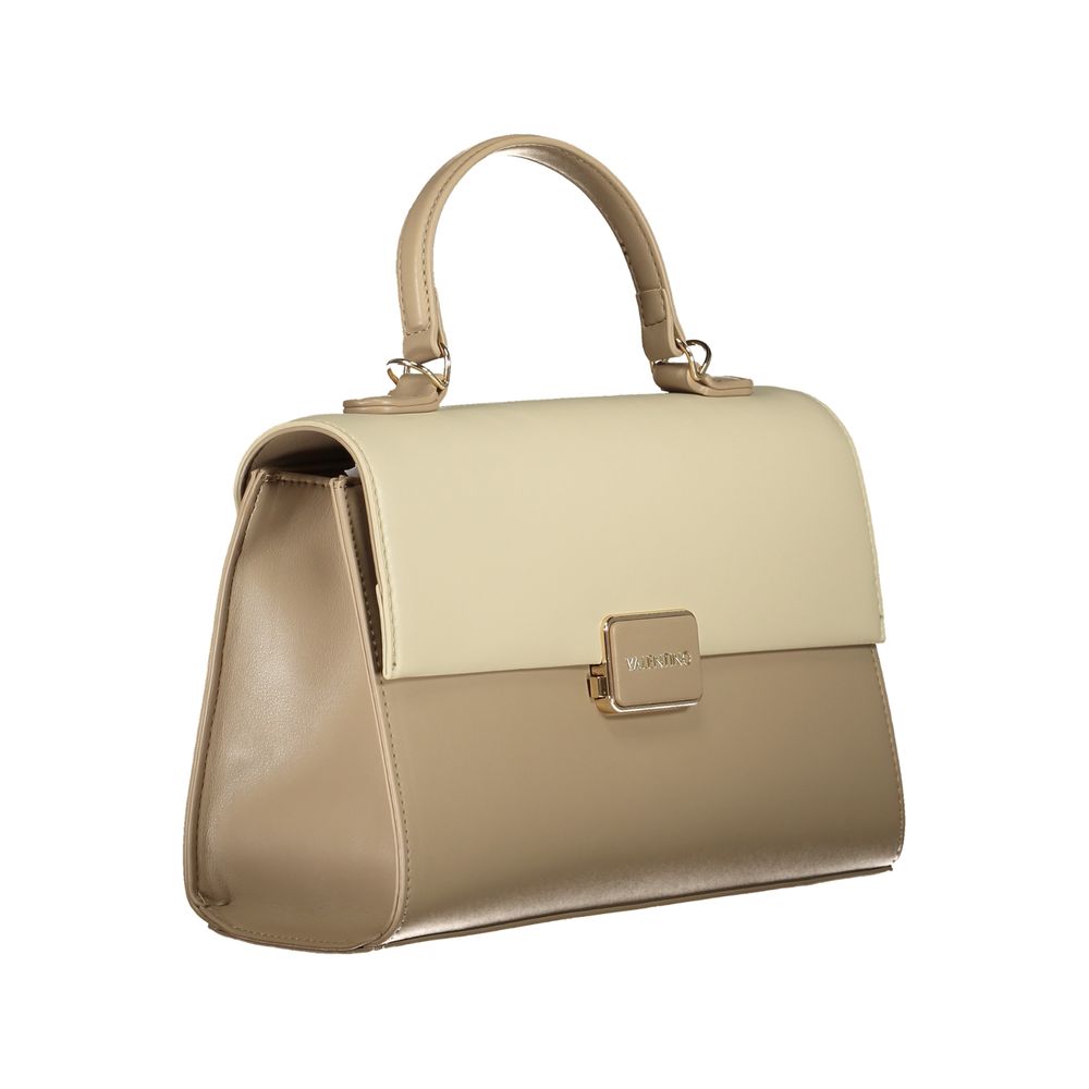 Mario Valentino Beige Polyethylene Women Handbag with dual compartments, sturdy handle, and adjustable strap for versatile style.