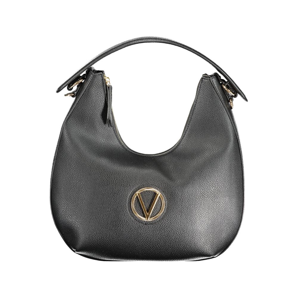 Mario Valentino Black Polyethylene Handbag with shoulder handle, logo detail, adjustable straps, internal pockets, and zip closure.