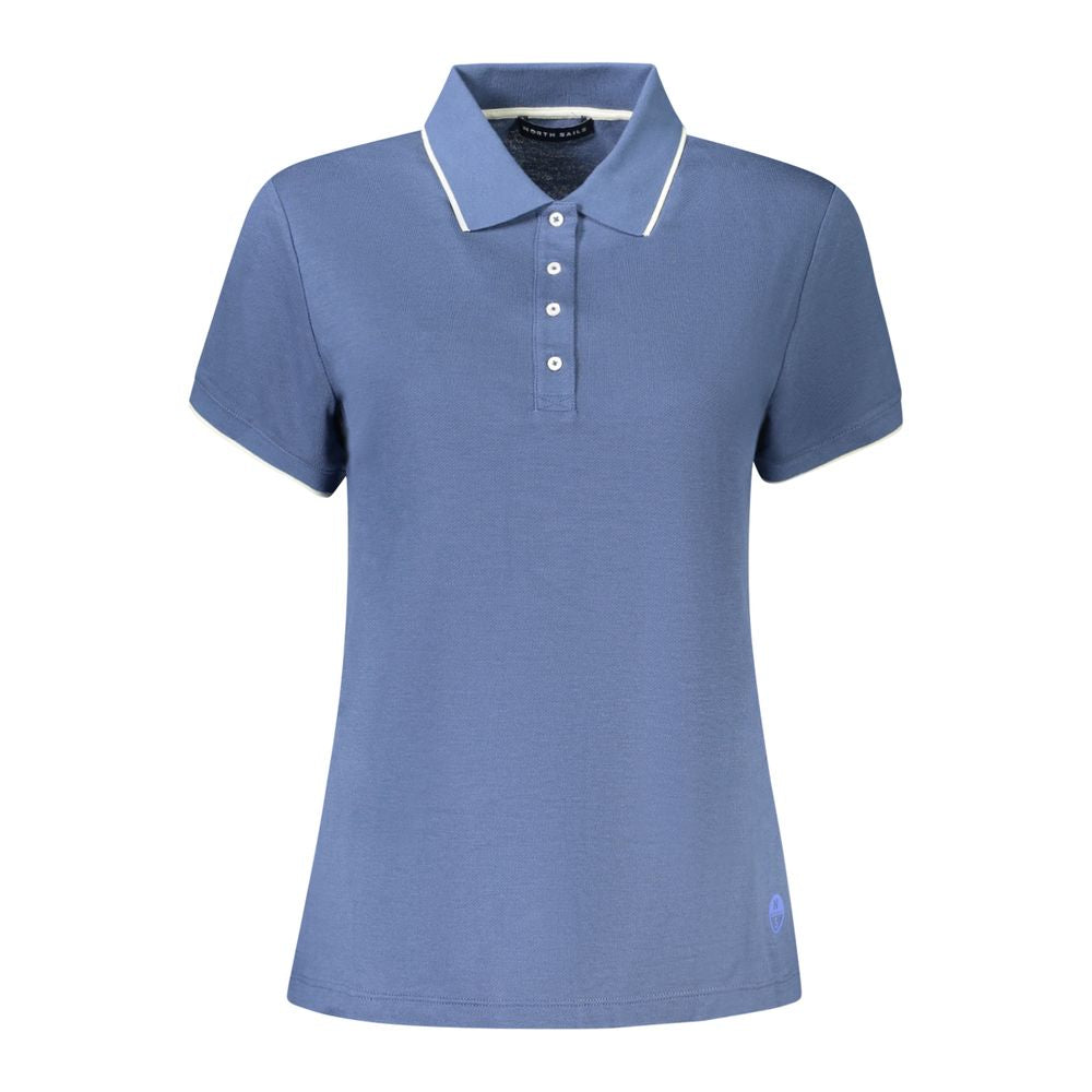 North Sails Blue Cotton Women Polo Shirt with short sleeves and contrasting details.