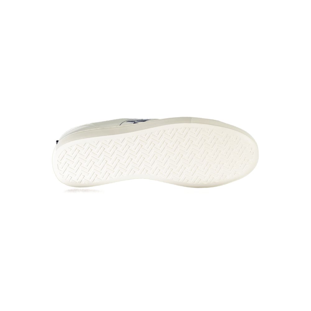Sole view of Napapijri White Leather Men Sneaker showing tread pattern, highlighting comfort and style.