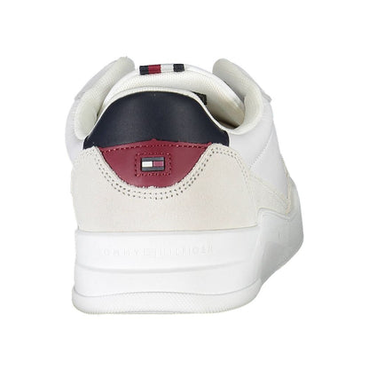 Rear view of Tommy Hilfiger White Polyester Men Sneaker with contrasting details.