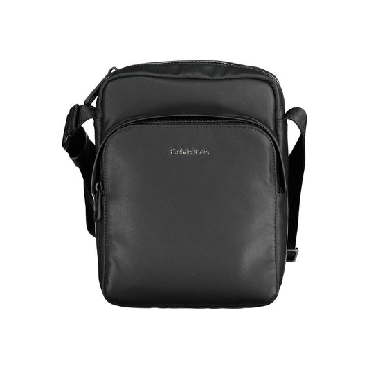 Calvin Klein Black Polyester Men Shoulder Bag with adjustable strap and pockets for essentials, crafted from eco-conscious materials.