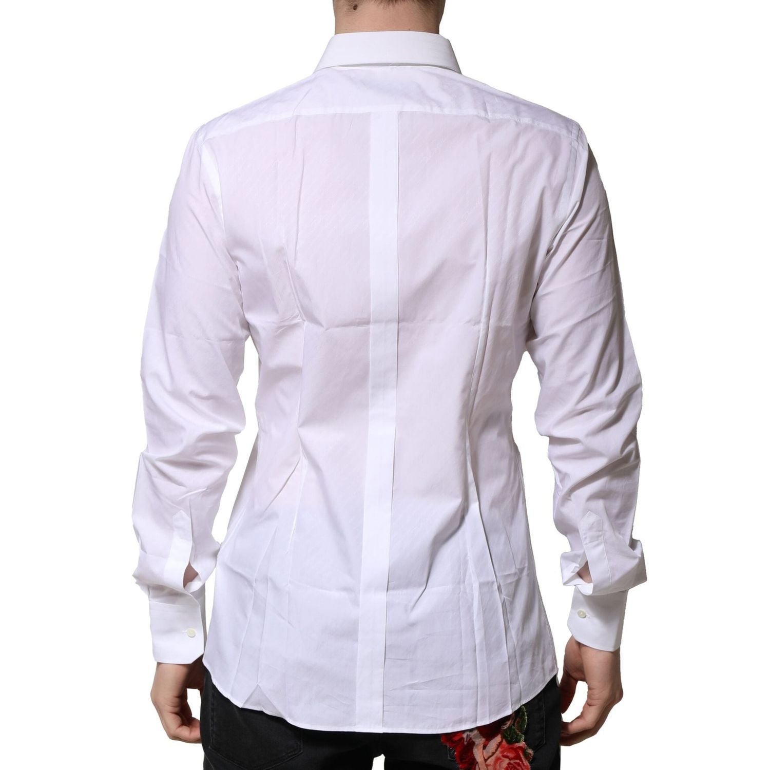 Dolce & Gabbana White Cotton GOLD Long Sleeves Formal Shirt