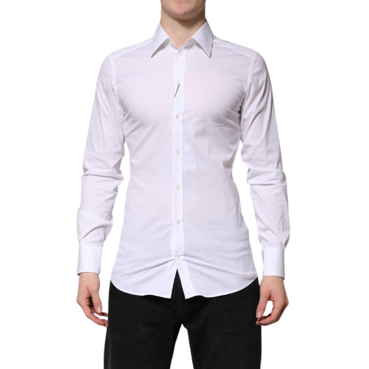 Dolce & Gabbana White Cotton GOLD Long Sleeves Formal Shirt
