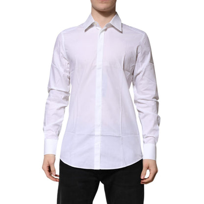 Dolce & Gabbana White Cotton GOLD Long Sleeves Formal Shirt