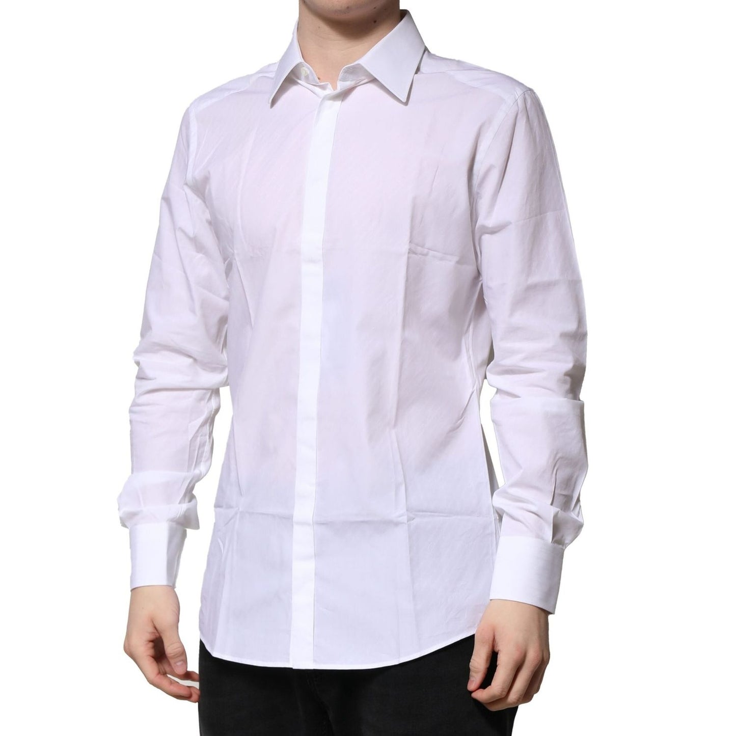 Dolce & Gabbana White Cotton GOLD Long Sleeves Formal Shirt