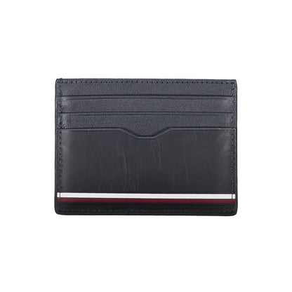 Tommy Hilfiger Blue Leather Men Wallet with iconic logo, sleek design, and multiple card slots for modern style and function.