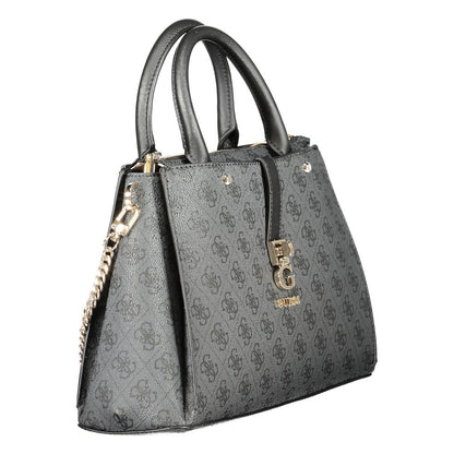 Guess Jeans Brown Polyethylene Women Handbag with dual handles and chain, showcasing chic design and modern elegance.