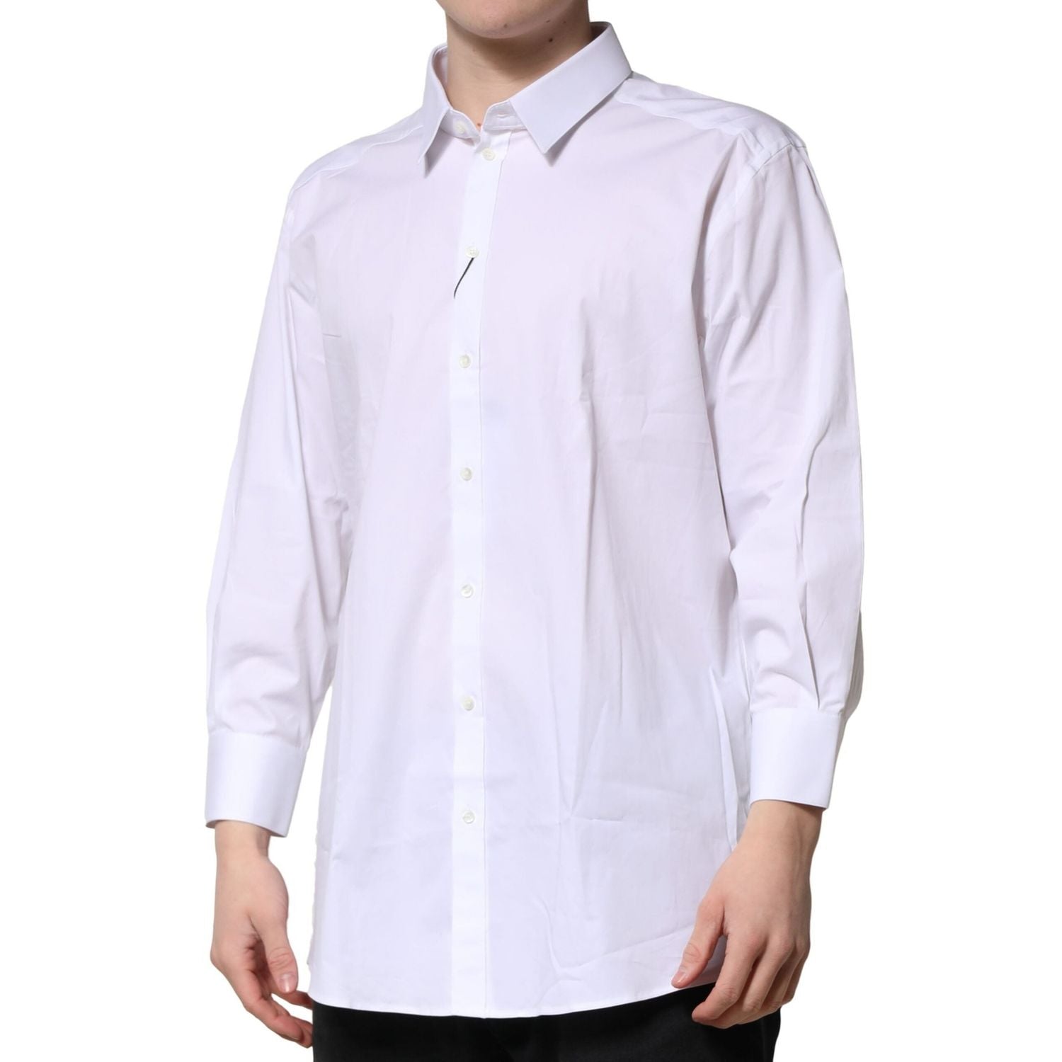 Dolce & Gabbana White GOLD Long Sleeve Dress Men Formal Shirt