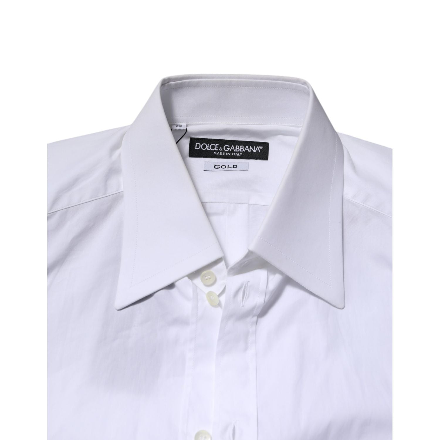 Dolce & Gabbana White GOLD Cotton Poplin Dress Formal Shirt