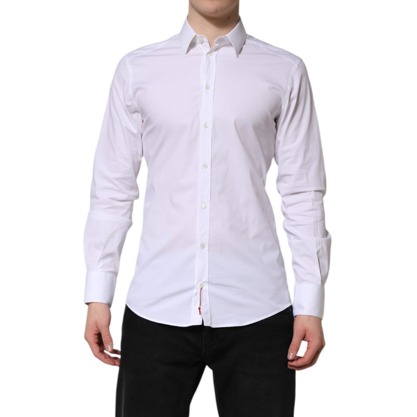 Dolce & Gabbana White GOLD Cotton Men Dress Formal Shirt