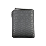 Calvin Klein Black Polyester Wallet with logo, zip closure, RFID blocking, card slots, and removable coin purse.