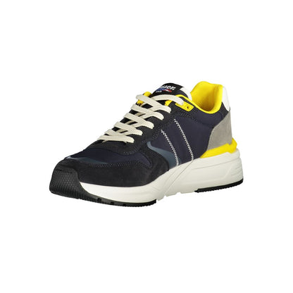 Blauer Blue Polyester Men Sneaker with yellow accents, iconic logo, designed for style and comfort.