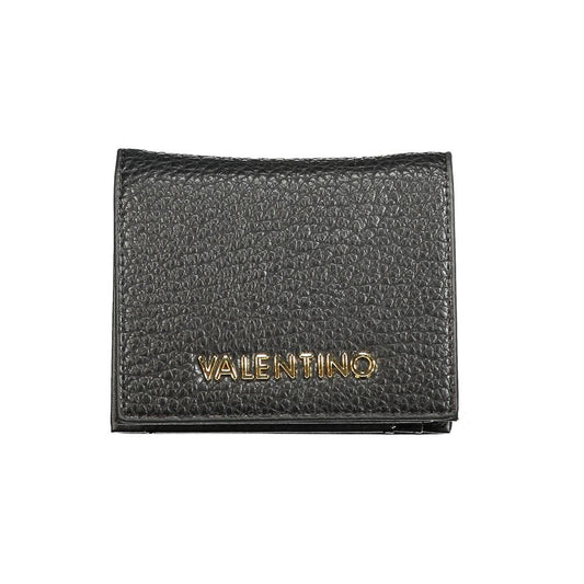 Mario Valentino Black Polyethylene Wallet with logo, card spaces, coin purse, automatic closure, made from recycled materials.