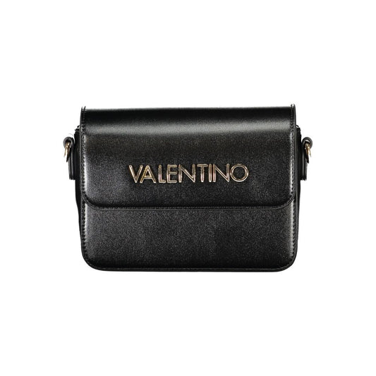 Mario Valentino Black Polyethylene Women Handbag with adjustable strap and iconic logo